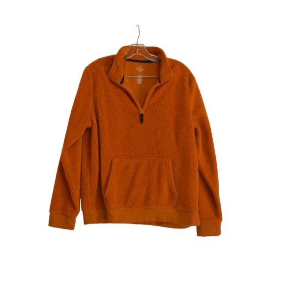 St. John's Bay Quality Apparel Orange Fleece Top Zip Long Sleeves Pullover L - Picture 6 of 9
